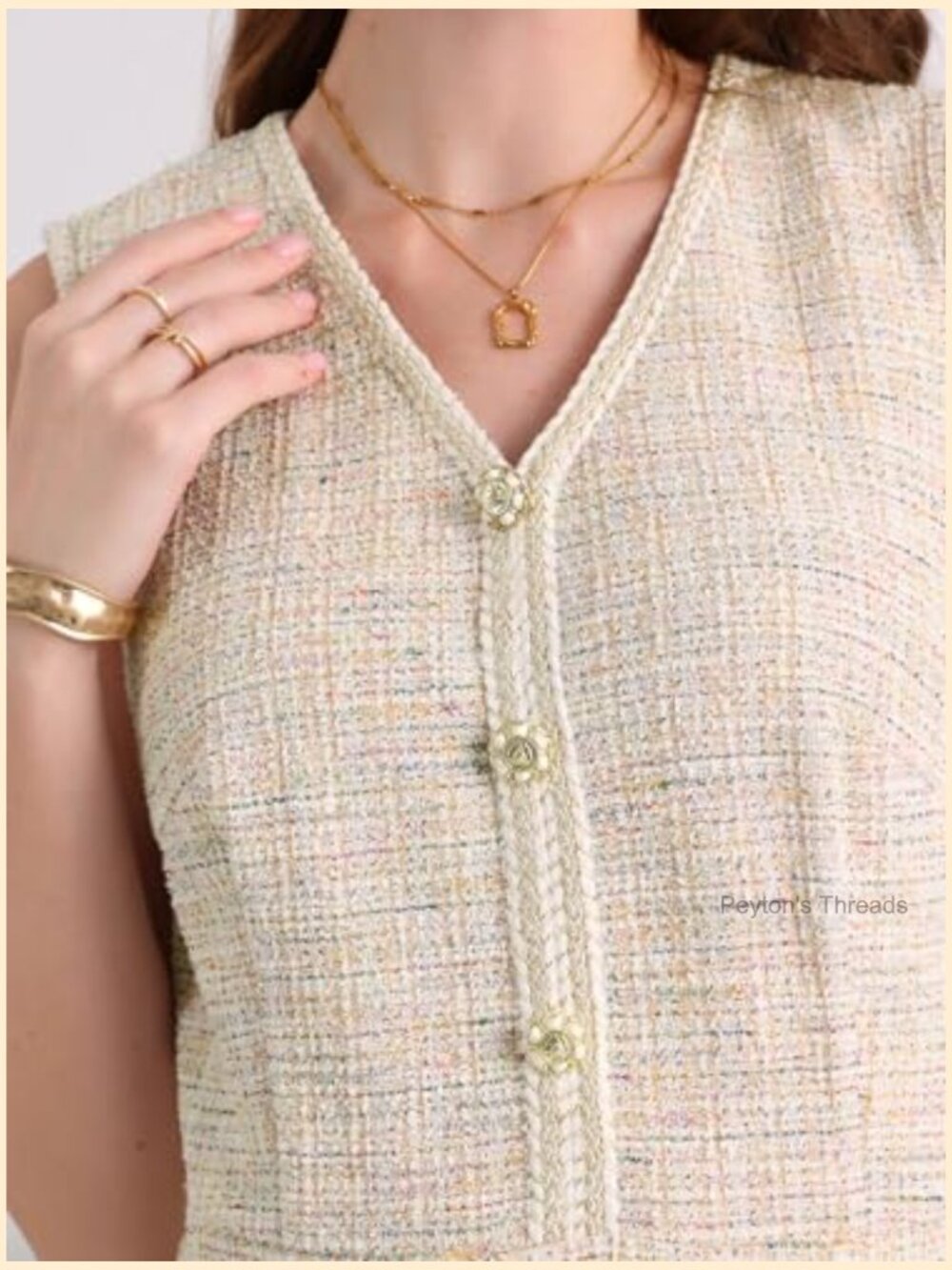 Sleeveless V Neck Tweed Sheath Pencil Dress for Work - Picture 4 of 5